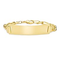 Bling Jewelry Classic Personalized Men's Name Bar Plated Identification ID Bracelet For Men Teens Boys Figaro or Cuban Curb Chain Link 18K Yellow Gold Plated 8 8.5 9 Inch Customizable