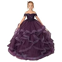 Mulanbridal Sequined Flower Girl Dress for Wedding Ball Gowns Long Kids Prom Pageant Dresses Puffy
