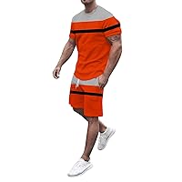 Mens Casual 2 Piece Outfits-Athletic Tracksuit Vintage Short Sleeve and Shorts Sets Tracksuit Set Shorts Tracksuit Set