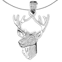 Gold Deer Necklace | 14K White Gold Deer Pendant with 18