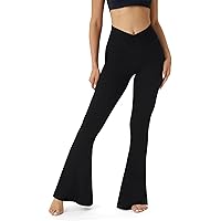 TOPYOGAS Women's High Waisted Super Flare Leggings Crossover Wide Leg Yoga Pants with Tummy Control Bootcut Yoga Leggings
