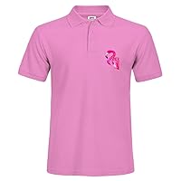 New Men Stylish Short Sleeve Pink Casual Polo Shirt Small T-Shirts Tee Tops Flamingo