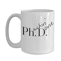 PhD Graduation Gifts Humorous Coffee Humor Mugs Done Phinished Ceramic Mug Gift, Curse Coffee Cup Funny Desk Ornaments Novelty Gifts Grad Student Gag Gifts Scientist Doctor Dr