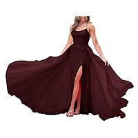 Sparkly Sequin Prom Dresses Long with Detachable Train High Slit Women Formal Evening Gowns for Homecoming Party