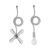Ceiling Fan Pull Chain, 2pcs 3mm Diameter Beaded Ball , 13.6 Inches Fan Pulls Set with Connector（Nickel ）