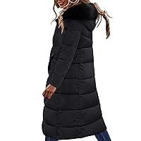 Women's Winter Coat Thicken Warm Puffer Jacket Down Jacket Long Sleeve Zip Windproof Jacket with Fur Removable Hood
