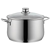 WMF cookware approx 6.5l Diadem Plus pouring rim glass lid Cromargan stainless steel brushed suitable for all stove tops including induction dishwasher safe, 24 cm