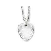 Stainless Steel Polished Fancy Lobster Closure Crystal Love Heart and CZ Cubic Zirconia Simulated Diamonds 18inch Necklace 18 Inch Jewelry for Women