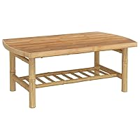 vidaXL Bamboo Patio Coffee Table - Durable, Easy-to-Clean Outdoor Table with Natural Finish and Sturdy Tabletop Ideal for Garden, Patio, Outdoor Decor