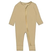 GUISBY Baby Rayon Made From Bamboo Pajamas, Long Sleeve Footless Rompers, 2 Way Zipper Sleeper Light yellow 12-18 Months