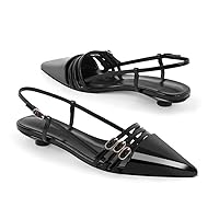 LISHAN Women's Stiletto Heel Sandal Ankle Strap Kitten Heel Slingbacks Slides