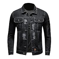 Spring Men's Slim Stand Collar Zipper Motorcycle Denim Jacket Men Solid Cardigan Coat