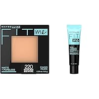 Fit Me Matte + Poreless Pressed Powder Face Makeup & Primer Bundle with Powder, 1 Count and Primer, 1 Count