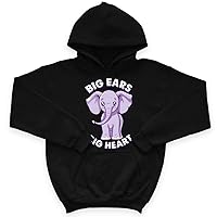 Big Ears Kids' Sponge Fleece Hoodie - Big Heart Kids' Hoodie - Elephant Print Hoodie for Kids