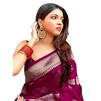 Jessica-Stuff Saree for Women,Women's Pure Kanjivaram Silk Saree Banarasi Silk Saree With Blouse Piece