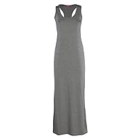 Womens Ladies Vest Racer Muscle Back Jersey Long Summer Maxi Dress (XXL20/22, Grey)