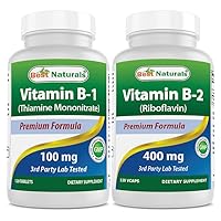 Best Naturals Vitamin B1 as Thiamine Mononitrate 100 mg & Vitamin B2 (Riboflavin) 400mg