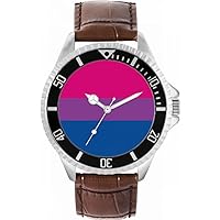 Pride Bisexual Flag Mens Wrist Watch 42mm Case Custom Design