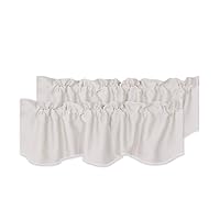 2 Panels Blackout Curtain Valances for Kitchen Windows/Living Room/Bathroom Privacy Protection Rod Pocket Decoration Scalloped Winow Valance Curtains, 52