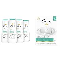 Dove Body Wash Sensitive Skin 4 Count Hypoallergenic & Beauty Bar More Moisturizing Than Bar Soap for Softer Skin