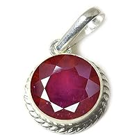 CHOOSE YOUR COLOR 7 Carat Round Shape Natural Faceted-Ruby Stone Sterling Silver Pendant Locket