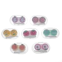 7 Pieces Contact Lens Case, Leakproof Cute Colorful Fruit Soak Storage Contact Container with Tweezer Stick Remover Tool, Mini Portable Plastic Clear Eye Contact Organizer Box for Travel & Home