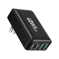 USB C Wall Charger Flat, OKRAY 40W 4-Port QC+PD3.0 Slim USB-C Fast Charging Block with Foldable Plug, Multiport Portable Power Adapter Compatible for iPhone 15/14/13/12, iPad, GalaxyS23 Note20 (Black)