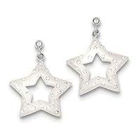 925 Sterling Silver Dangle Polished Post Earrings Rhodium and Ferido Stellux Crystal Star Earrings Measures 29x24mm Wide Jewelry for Women
