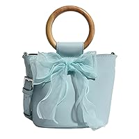 PU Solid Color Fashionable and Sweet Bow Bucket Bag with Versatile Design Handbag Shoulder Bag Crossbody Bag 2024