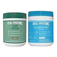 Vital Proteins Collagen Peptides Powder 20 oz Unflavored + 16.5 oz Chocolate Plant Protein Powder
