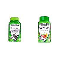 Elderberry Gummy Vitamins 90ct and Calcium Gummy Vitamins 100ct for Bone Teeth Immune Support