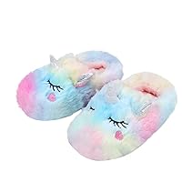 Girls Fluffy Slippers,Sequin Faux Fur Fuzzy Slip-on House Slippers with Memory Foam House Shoes for Girls Bedroom Slippers