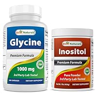 Best Naturals Glycine Supplement 1000 Mg & Inositol Powder 1 Lb