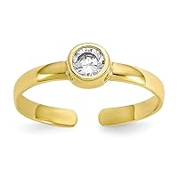 10K Yellow Gold Open Adjustable w/Round Synthetic CZ Toe Ring
