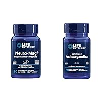 Neuro-mag Magnesium L-threonate Brain Health 90 Capsules and Optimized Ashwagandha Stress Management 60 Capsules Bundle