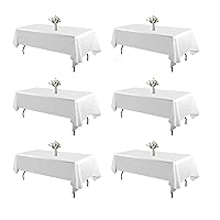 Blissource White Table Cloth Rectangle Tablecloth 60x102 Inch 6 Pack,Polyester Table Cloth for 6 Foot Rectangle Tables,Wrinkle Resistant Washable Table Cover for Parties,Wedding,Dining and Camping