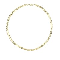The Diamond Deal Unisex 10k SOLID Yellow Gold 1.7mm Shiny Mens Mariner-Link Chain Necklace or Bracelet Bangle for Pendants and Charms with Lobster-Claw Clasp (7
