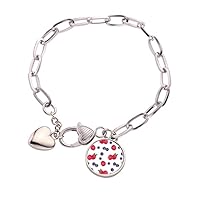 Blueberry Strawberry Fruit Illustration Pattern Heart Chain Bracelet Jewelry Charm Fashion