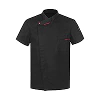 Chef Jacket for Men Chef Shirt Short/Long Sleeve Chef Uniform Kitchen Cooking Work Uniforms Loose Fit BlackJ Large