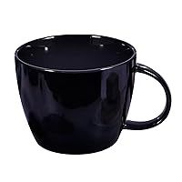 TEYSHA Black Ceramic Mug Oversized Porcelain Large Oatmeal Mugs - 30 Ounces (900mL) Wide Coffee Mug Breakfast Cup and Soup Bowl, Microwave and Dishwasher Safe, for Milk, Tea, Fruit, Ice Cream
