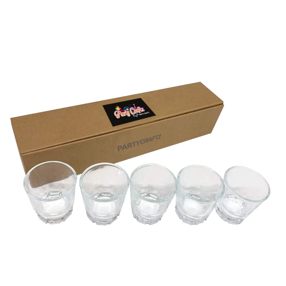 Korean Soju Shot Glass Set – 5 Piece Clear Glasses Heavy Base with Hard Case Cup 1.7 Ounce Dishwasher Safe Clarity Glassware for Whiskey Tequila Sake Vodka Alcohol Liquor Gift Party Decoration