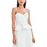 BCBGMAXAZRIA womens Fit and Flare Peplum Tie Straps Tank Top Shirt, Off White, X-Small US