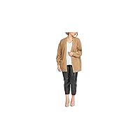 Womens Brown Cotton Blend Ribbed Pocketed Long Sleeve Open Front Cardigan Plus X