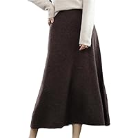 Autumn Winter High Waist Wool Skirt Women's Simple Flat Mid Length Knitted A-Line Skirt