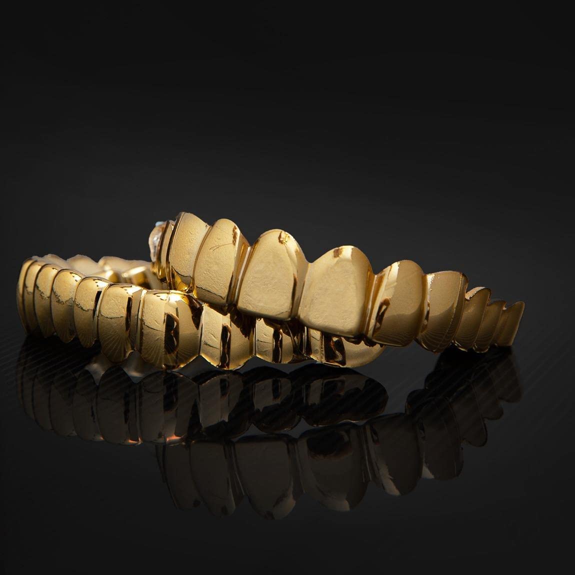 SowSmile Silicone Gel Grillz Gold Grills for Your Teeth, Gold Teeth Tooth Grillz for Men and Women, Grillz Hip Hop, Jewelry Grills for Teeth