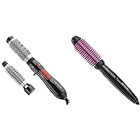 REVLON All-in-One Style Hot Air Kit | Curl and Volumize Hair, Salon-Styled Finish, Black & Silicone Bristle Heated Hair Styling Brush, Black, 1 inch Barrel