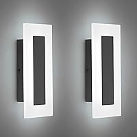 LMQNINE Modern LED Acrylic Black Wall Sconce White Light 6000K for Bedroom Corridor Stairs Bathroom Indoor Lighting Fixture Lamps Home Room Decor (2-Pack)…