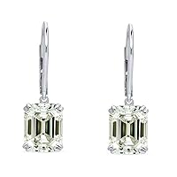 Emerald Moissanite Earrings (Great Next To White Color,VVS1 Clarity)