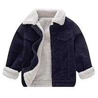 Volunboy Baby Boy Corduroy Jacket Toddler Fleece Winter Coat Kid Sherpa Lined Button Down Warm Outwear
