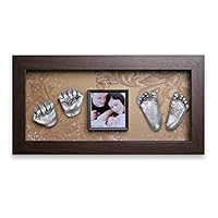Momspresent Baby Hand Print and Foot Print Deluxe Casting kit with Brown Frame2 Silver